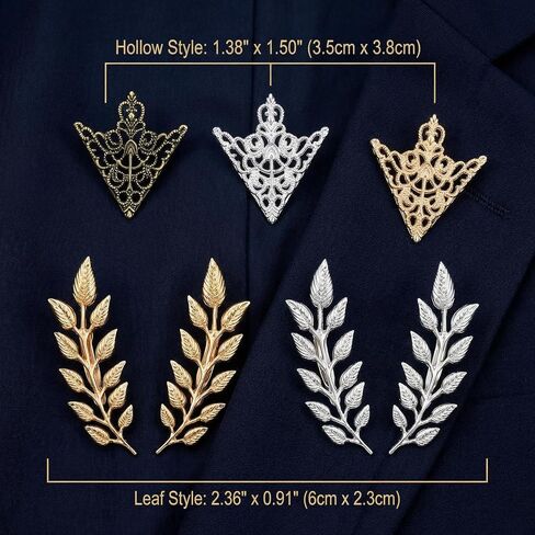 5 Pairs Shirt Collar Pins Vintage Collar Brooch Set for Women Men, Gold ＆ Silver Triangle Leaf Hollow Pattern Triangle Pin Cardigan Sweater Accessories Gift in Saudi Arabia