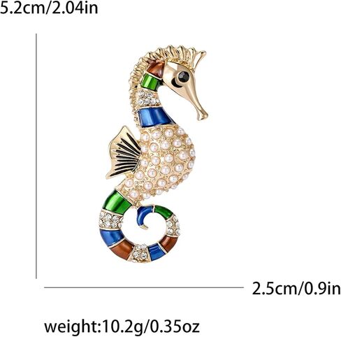 Seahorse Brooch Pin For Women Men Pearl Enamel Ocean Animal Lapel Pin Colorful Cute Statement Clothing Accessory Jewelry Gift in Kuwait
