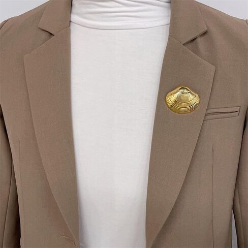 Vintage Seashell Brooch Pin for Women Men Stainless Steel Charm Scallop Ocean Themed Lapel Pins Elegant Dress Suit Coat Sweater Jacket Clothing Accessories Summer Holiday Jewelry in Kuwait