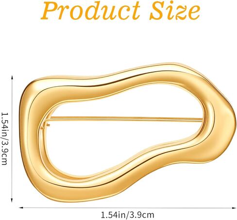 Gold Irregular Brooch Pin, Lapel Shawl Pin for Women Men, Unique Hat Bag Dress Accessories Christmas Festival Holiday Birthday Party Jewelry Gift(Gold) in Kuwait