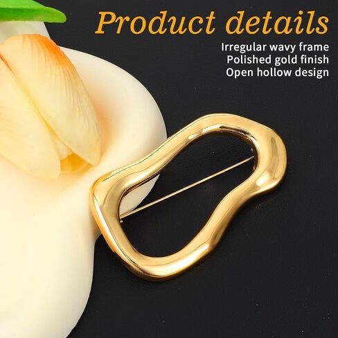 Gold Irregular Brooch Pin, Lapel Shawl Pin for Women Men, Unique Hat Bag Dress Accessories Christmas Festival Holiday Birthday Party Jewelry Gift(Gold) in Kuwait