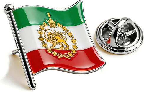 TEAMER دبوس طية صدر السترة على شكل علم إيراني تاريخي قديم من الفولاذ المقاوم للصدأ بروش علم إيران بروش الأسد الفارسي والشمس للنساء والرجال in Kuwait