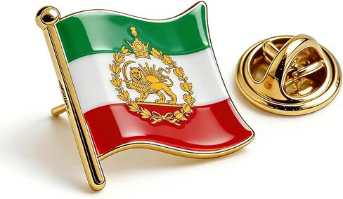 TEAMER دبوس طية صدر السترة على شكل علم إيراني تاريخي قديم من الفولاذ المقاوم للصدأ بروش علم إيران بروش الأسد الفارسي والشمس للنساء والرجال in Kuwait