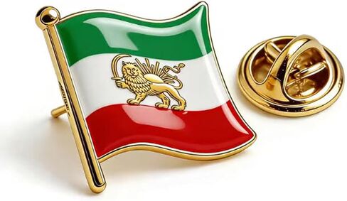 TEAMER دبوس طية صدر السترة على شكل علم إيراني تاريخي قديم من الفولاذ المقاوم للصدأ بروش علم إيران بروش الأسد الفارسي والشمس للنساء والرجال in Kuwait