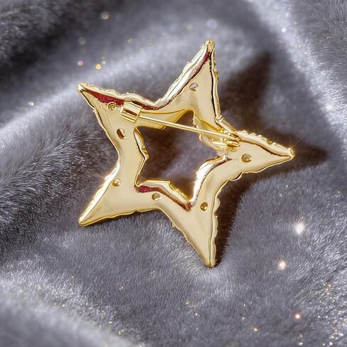 Sparkly Purple Hollow Crystal Star Brooch, Chic Large Rhinestone Stars Lapel Pins for Women Delicate Glittering Statement Party Mother'S Day Jewelry Gifts in Saudi Arabia