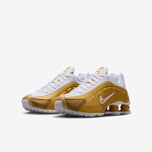 Nike Shox R4 Big Kids' Shoes (Metallic Gold/White/Metallic Gold) Size 7 in Kuwait