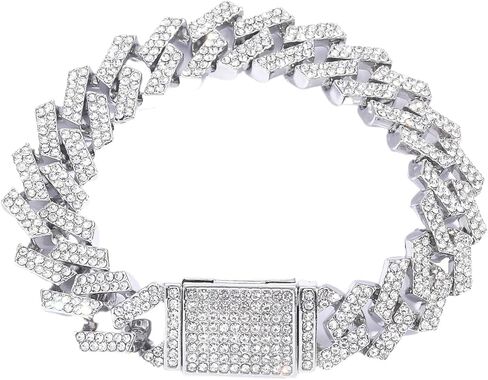Solid Gold over S925 Sterling Silver 15mm Rhombus Link Moissanite Bracelet, Structural Cuban Chain Design, Distinctive Gift for Husband and Father in Saudi Arabia