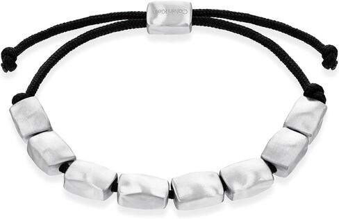 Calvin Klein Metallic Waves Bracelet for Men - Stainless Steel and Braided Nylon Cord - Adjustable Pull-Tie Closure - Premium Fashion Jewelry Accessory - Gift for Him in Kuwait