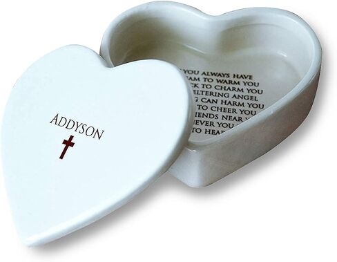 Susabella Personalized Baptism Gift, First Communion Gift, Confirmation Gift, Godchild Gift, Goddaughter Gift -With Irish Blessing -Heart Keepsake Box in Saudi Arabia