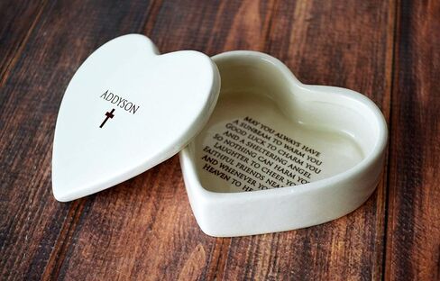 Susabella Personalized Baptism Gift, First Communion Gift, Confirmation Gift, Godchild Gift, Goddaughter Gift -With Irish Blessing -Heart Keepsake Box in Saudi Arabia