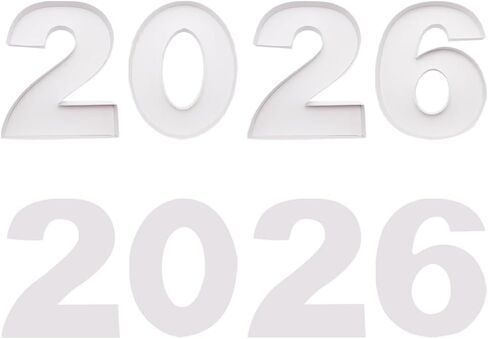 مجموعة صناديق أرقام من الورق المقوى المزخرف لعام 2026، تصميم قابل للتعبئة مقاس 12 و15 بوصة، صينية لوح الفحم للتخرج واحتفالات ليلة رأس السنة الجديدة، 4 قطع (أبيض، 12 بوصة) in Kuwait