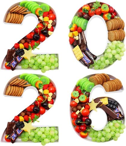 مجموعة صناديق أرقام من الورق المقوى المزخرف لعام 2026، تصميم قابل للتعبئة مقاس 12 و15 بوصة، صينية لوح الفحم للتخرج واحتفالات ليلة رأس السنة الجديدة، 4 قطع (أبيض، 12 بوصة) in Kuwait