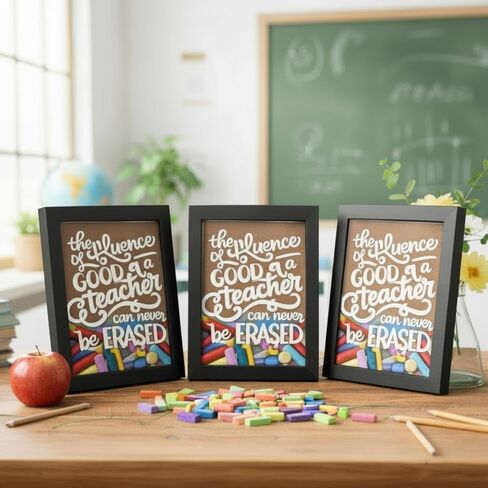 CroBlissful 3 Pcs Back to School Teacher Gift, Shadow Box Graduation Picture Frame, Thank You Gift for End of Year Photo Frame Wall Table Decor the Influence of a Good Teacher Can Never Be Erased in Kuwait