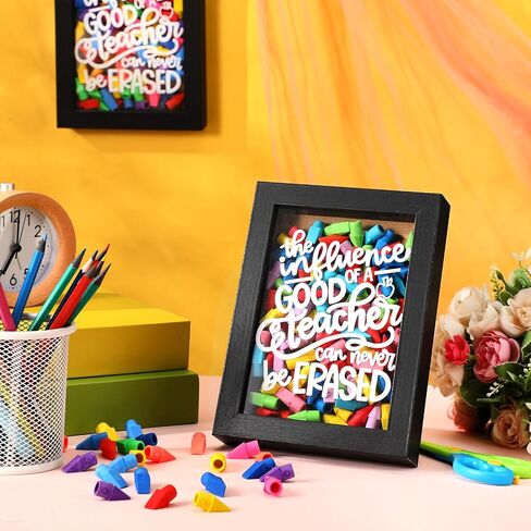 CroBlissful 3 Pcs Back to School Teacher Gift, Shadow Box Graduation Picture Frame, Thank You Gift for End of Year Photo Frame Wall Table Decor the Influence of a Good Teacher Can Never Be Erased in Kuwait