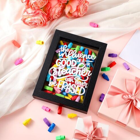 CroBlissful 3 Pcs Back to School Teacher Gift, Shadow Box Graduation Picture Frame, Thank You Gift for End of Year Photo Frame Wall Table Decor the Influence of a Good Teacher Can Never Be Erased in Kuwait