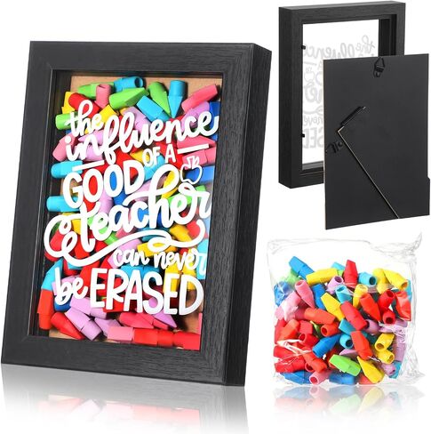 CroBlissful 3 Pcs Back to School Teacher Gift, Shadow Box Graduation Picture Frame, Thank You Gift for End of Year Photo Frame Wall Table Decor the Influence of a Good Teacher Can Never Be Erased in Kuwait