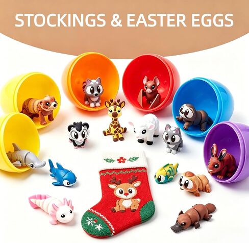 30Pcs Mini 3D Printed Articulated Fidget Animals for Adults | 3d printed animal figures with big eyes small 3d printed animals bulk Office Desk Pets Decor in Saudi Arabia