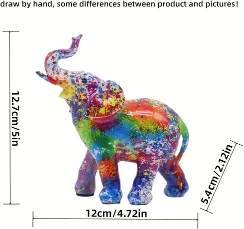 Colorful Elephant Statue Sculpture Figurine for Home, Office, Living Room, Desktop Decoration, Garden Outdoor Decor in Kuwait