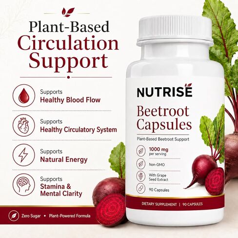 Nutrise Beetroot Capsules，Vegan, Non-GMO, Gluten-Free, 90 Capsules in Saudi Arabia