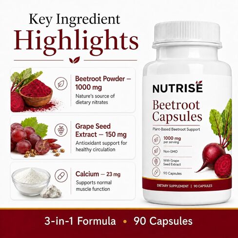 Nutrise Beetroot Capsules，Vegan, Non-GMO, Gluten-Free, 90 Capsules in Saudi Arabia