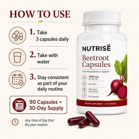 Nutrise Beetroot Capsules，Vegan, Non-GMO, Gluten-Free, 90 Capsules in Saudi Arabia
