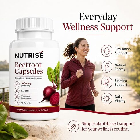 Nutrise Beetroot Capsules，Vegan, Non-GMO, Gluten-Free, 90 Capsules in Saudi Arabia