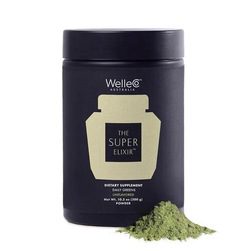 WelleCo The Super Elixir Daily Greens Powder, Probiotic Drink Mix with Whole Foods, Gluten Free, Vegan Gut Health Powder, Energy, Immunity, Healthy Skin, Hair & Nails (Jar, Pineapple & Lime Jar) in Saudi Arabia