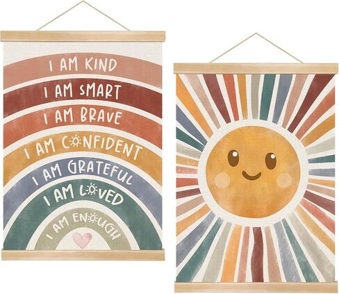 Inspirational Linen Wall Art-You Are Loved,I Believe In You-Positive Affirmation Poster for Kids, Teens & Adults, Classroom Office Counseling Decor, Motivational Quote Wall Hanging 14x18.5In(Je07) in Saudi Arabia