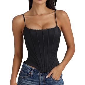 Sexy Corset Tops for Women Overbust Boned Bustier Spaghetti Straps Lingerie Open Back Lace Up Shapewear in Saudi Arabia