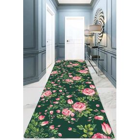 Distressed Flowers Pattern Pink Green Retro Runner Rug for Hallway Entryway Kitchen Laundry Bathroom Bedroom Boho Cute Extra Long Runner Carpet Washable No Slip Livingroom Dorm Floor Runner 2x5 in Saudi Arabia