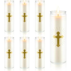 6 Pcs Natural Soy Wax Prayer Candles 7 Day Devotional Candle in Glass 100 Hours Long Burn Time Religious Catholic Christian Spiritual Decor for Memorials Vigil Church Home Altar Bless Novena in Saudi Arabia