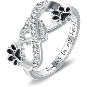 Paw Print Ring Infinity Heart Animal Cute Cat Dog Paw Pet Paw Jewelry Birthday Graduation Gifts for Women in Saudi Arabia
