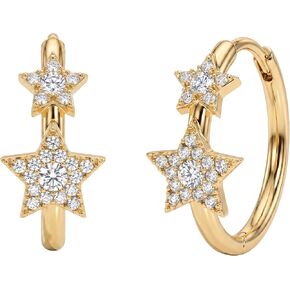 VALLOEY ROVER Star Turquoise Earrings for Women: Cute Dainty 14K Gold Plated Hypoallergenic Small Hoop Huggies with Cubic Zirconia for Women Trendy Jewelry Gift in Saudi Arabia