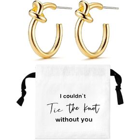 Bridesmaid Earrings with Gift Bag Bridesmaid Proposal Gifts Gold Knot Hoop Earrings "I Couldn't Tie the Knot Without You" 1/4/6 Packs Bridal Party Jewelry Accessories in Saudi Arabia