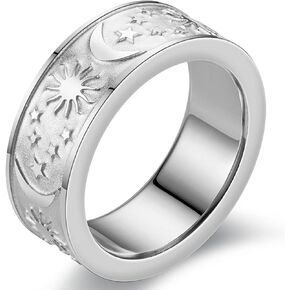 JUDE Jewelers 8mm Stainless Steel Sun Moon Star Wedding Band Statement Party Ring in Kuwait