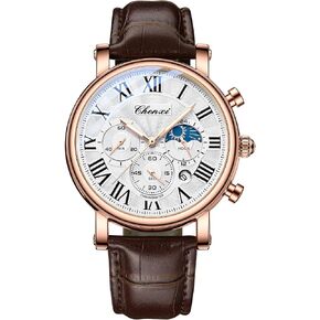 Tiong Men's Business Chronograph Watch - Stainless Steel Band, Moon Phase & Six-Hand - Waterproof, Luminous Date Display Quartz Wristwatch in Kuwait