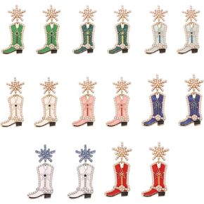8-Pair Western-Style Cowboy Boot Earring Set Women's Enamel Pearl Star Pendant Earrings Perfect for Christmas Parties and Country Music Concerts in Kuwait