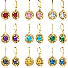 Dangle Earrings for Women Multicolor Crystal Drop Boho Earrings Set Leverback Vintage Earrings 925 Silver and 14K Gold Plated Hypoallergenic Fashion Cubic Zirconia Dangle Earrings Trendy Jewelry Gifts for Women in Kuwait