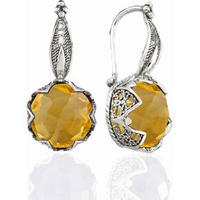 FILIGRANIST 925 Sterling Silver Filigree Art Woman Drop Earrings with Gemstones in Saudi Arabia