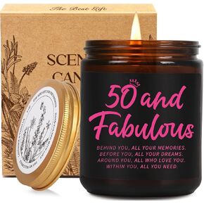 Funny 50th Birthday Scented Candle Gifts for Her Women, 50 and Fabulous Candle, Fifty Year Old Candles Gift Ideas for Her, Funny Candle Gift for Mom, Unique Birthday Gifts for Sister Friend Wife-11 in Saudi Arabia