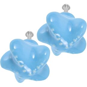 Healeved 2pcs Cartoon Ceramic Drawer Pull Handles Blue Sea Creature Shell Design Cabinet Knobs for Wardrobe Dresser Room Decor in Saudi Arabia