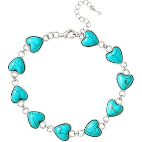 Bohemian 10mm Turquoise Heart Bracelet for Women, Native American Vintage Gemstone Bracelet Women's Boho Jewelry, 6.5''-7.5'' in Saudi Arabia