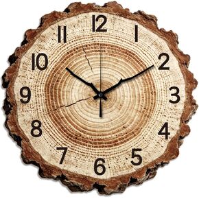 Wall Clock Battery Operated Large Vintage Clock Silent Non Ticking Analog Wall Clocks for Living Room Bedroom Home Office Decoration with Wood Grain Design in Saudi Arabia
