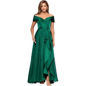 Xscape Women's Organza Off The Shoulder Ruffle Draped A-line Floor Length Dress in Kuwait
