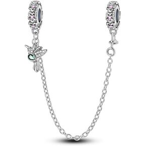 Flower And Hummingbird Barrel - Type Safety Chain Charm, Beaded Bracelet Charm, Fit for 3mm-4.5mm Bracelets in Saudi Arabia