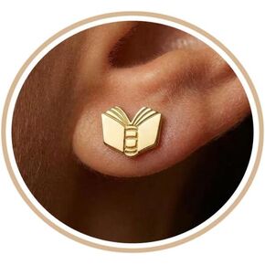 18K Gold Plated Open Book Stud Earrings Dainty Back to School Jewelry Gift for Teachers & Book Lovers in Saudi Arabia
