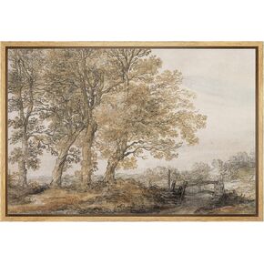SIGNLEADER Framed Canvas Print Wall Art Ethereal Oak Tree Sketch Vintage Style Illustrations Modern Art Glam Pastel for Living Room, Bedroom, Office - 16"x24" Natural in Saudi Arabia