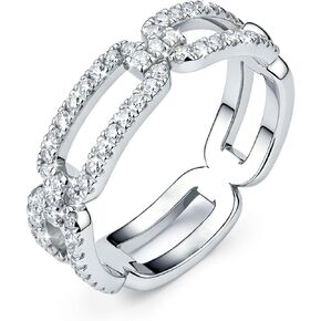 IMOLOVE Moissanite Wedding Bands for Women, Fashion Simple 0.36 Carat Silver Eternity Band Rings for Women Trendy Everyday Chain Link Ring with 18K White Gold Plated Size 5-11 in Kuwait