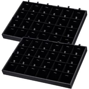 2pcs 24 Grids Stackable Jewelry Tray Organizer with Removable Dividers, Velvet Jewelry Display Tray, Black Pendant Organizer for Earrings Necklaces Bracelet Rings Display Showcase in Saudi Arabia