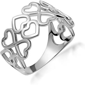 .925 Sterling Silver Double Band Hearts Love Ring with Multiple Ring Size in Saudi Arabia